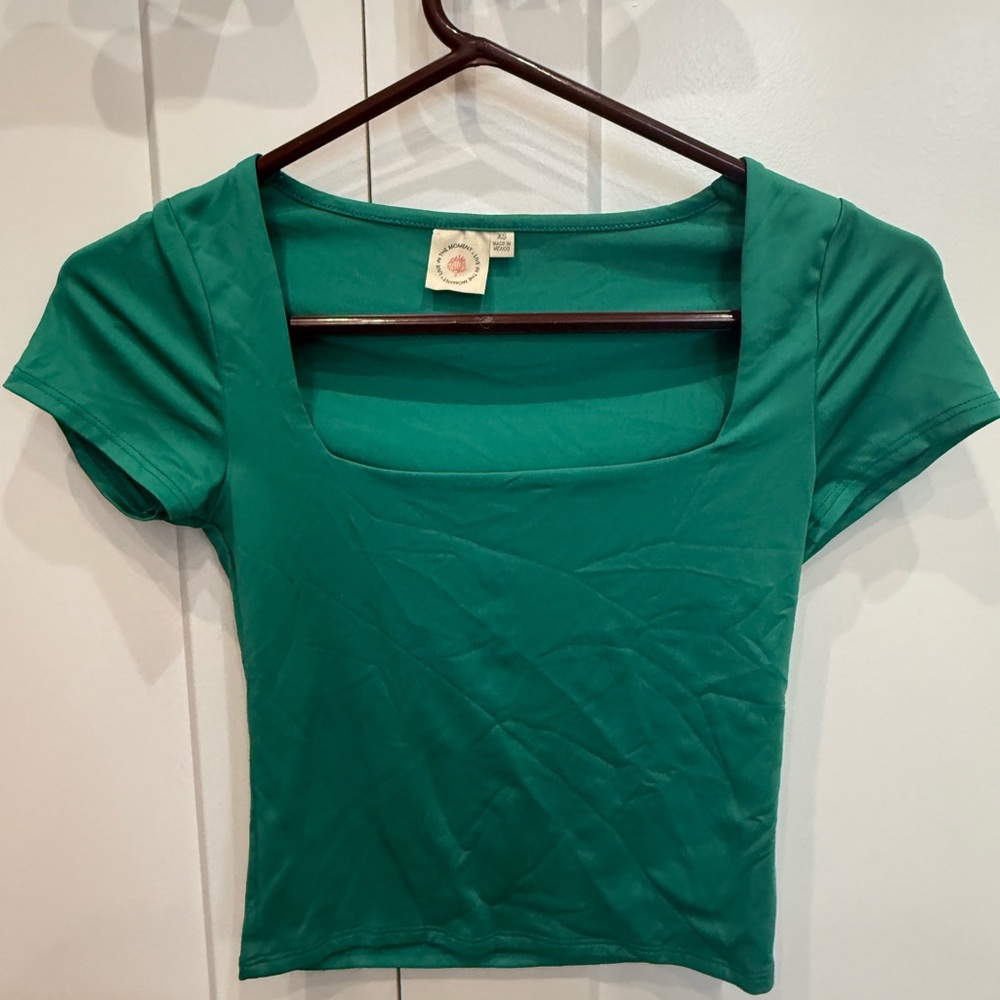 Women's Green Square Neck Top